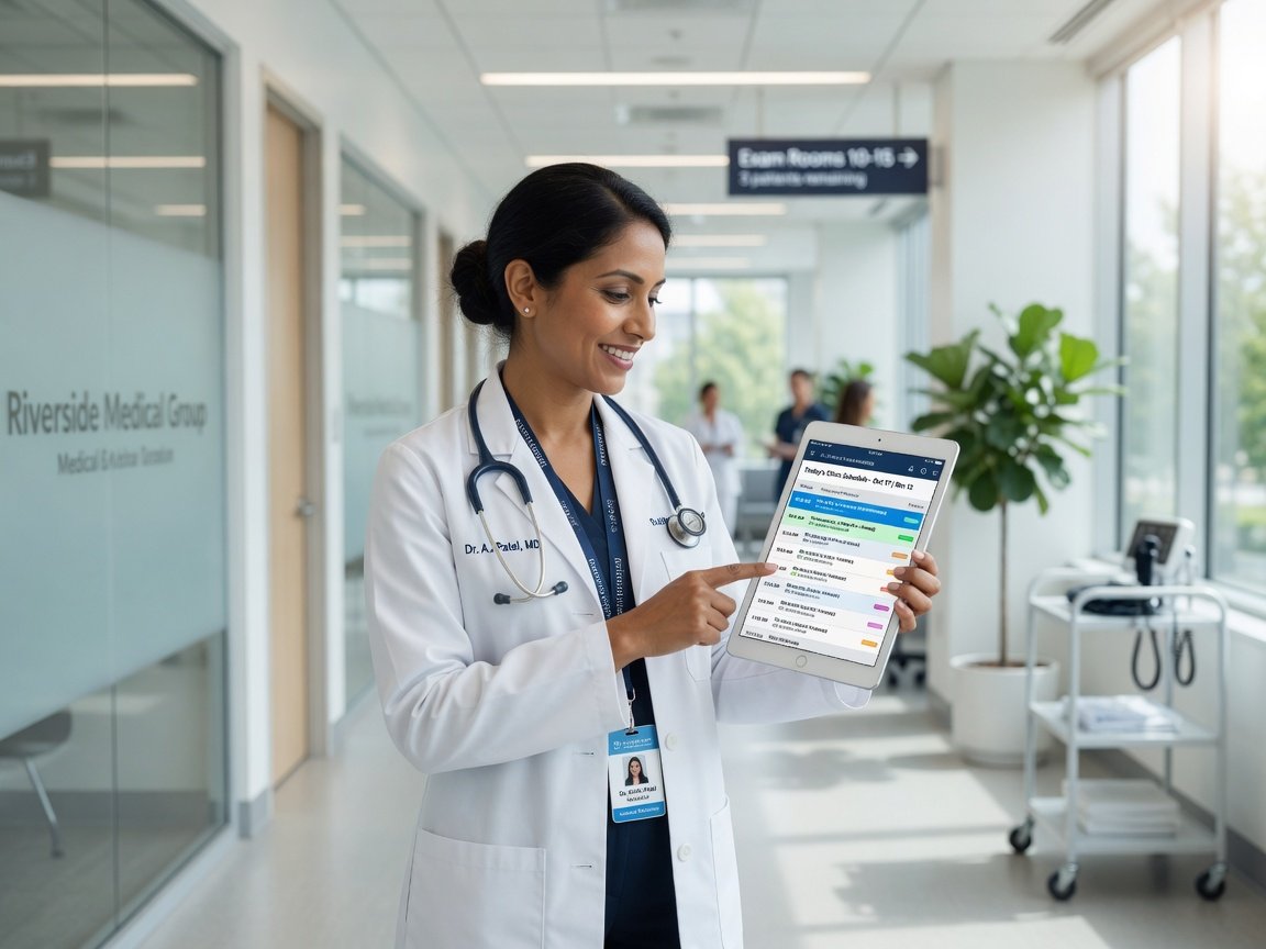 Clinician reviewing information on a tablet